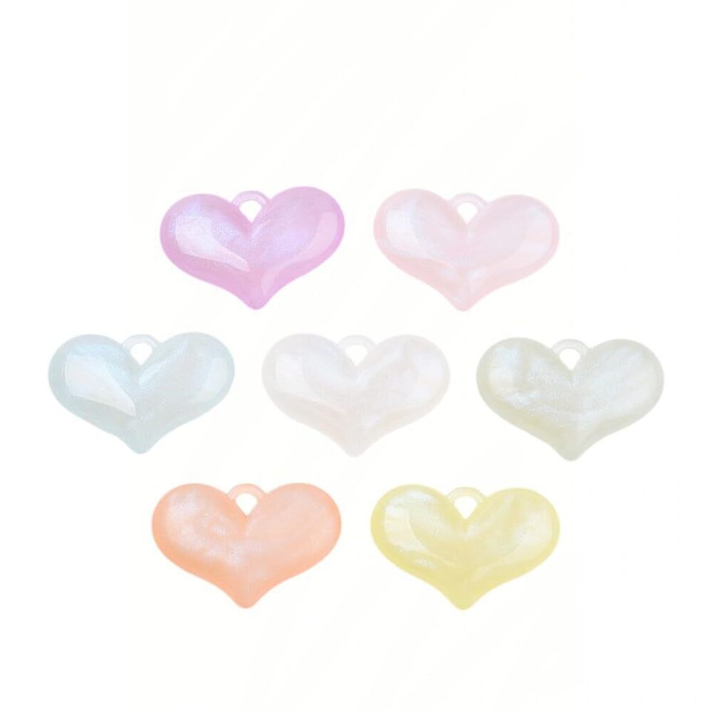 9879 90 pcs Mixed Colors Luminous Heart Acrylic Charms Sweet Love Charms